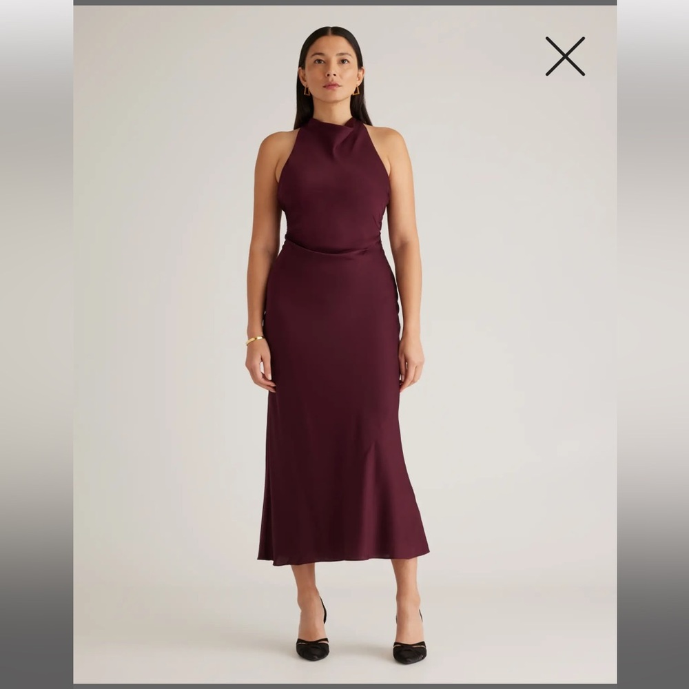 Quince Washable Stretch Silk High Neck Midi Dress